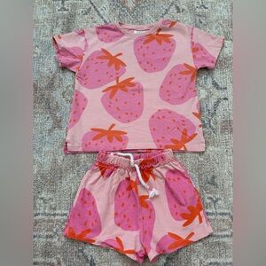 Strawberry Print Set - Pink and Orange